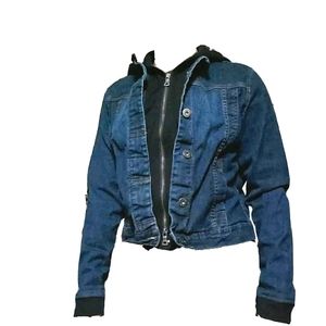 Hudson faux layered denim hooded jacket